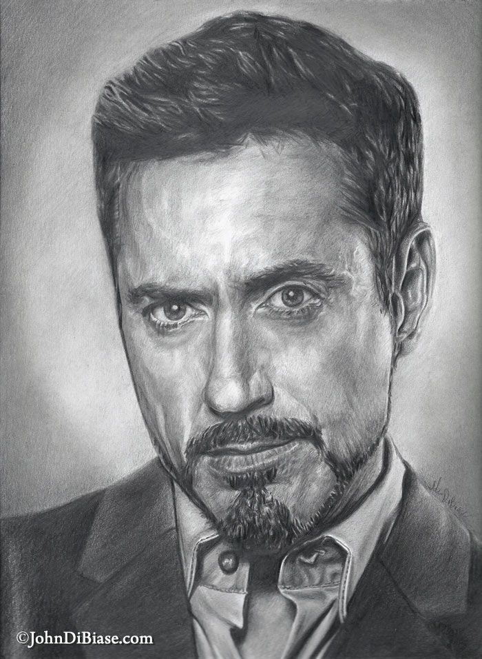 Pencil Drawing of Robert Downey Jr. as Tony Stark (Iron 